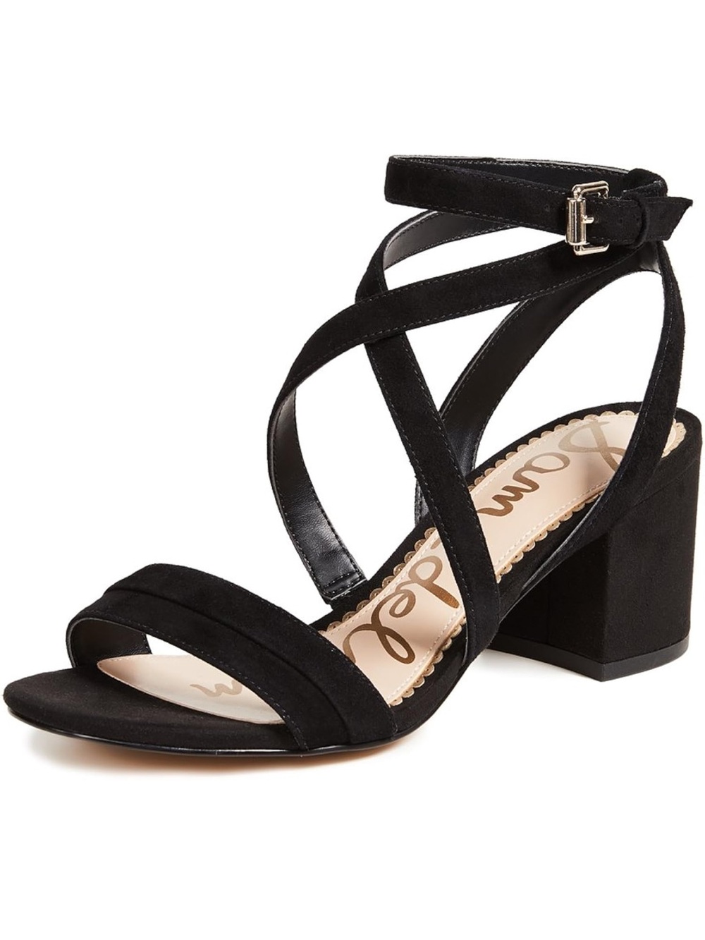 Sam Edelman Women’s 8.5 Black Suede Sammy Strappy Sandal Block Heel